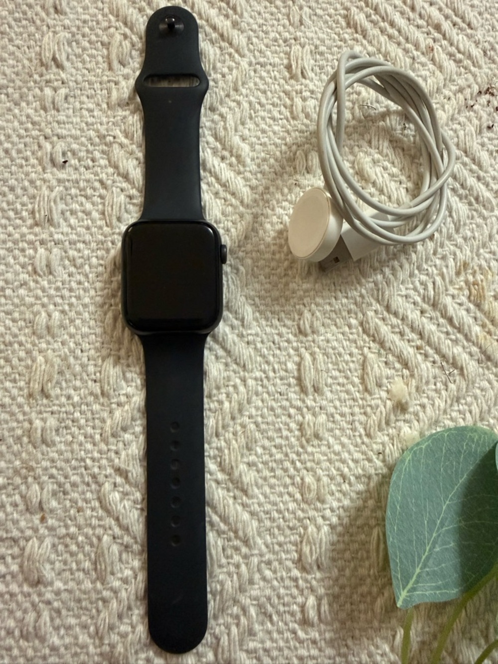 Apple Watch Series 6 44mm with Black Silicone Band and Charger